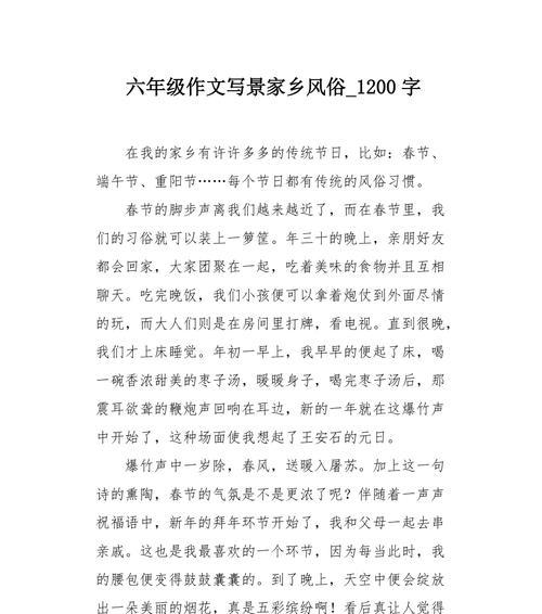 游乐园里的民俗风情（探索家乡文化风俗）