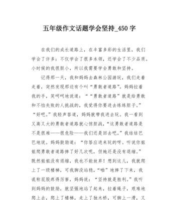 坚持不懈，赢得成功（一个少年的成长之路）